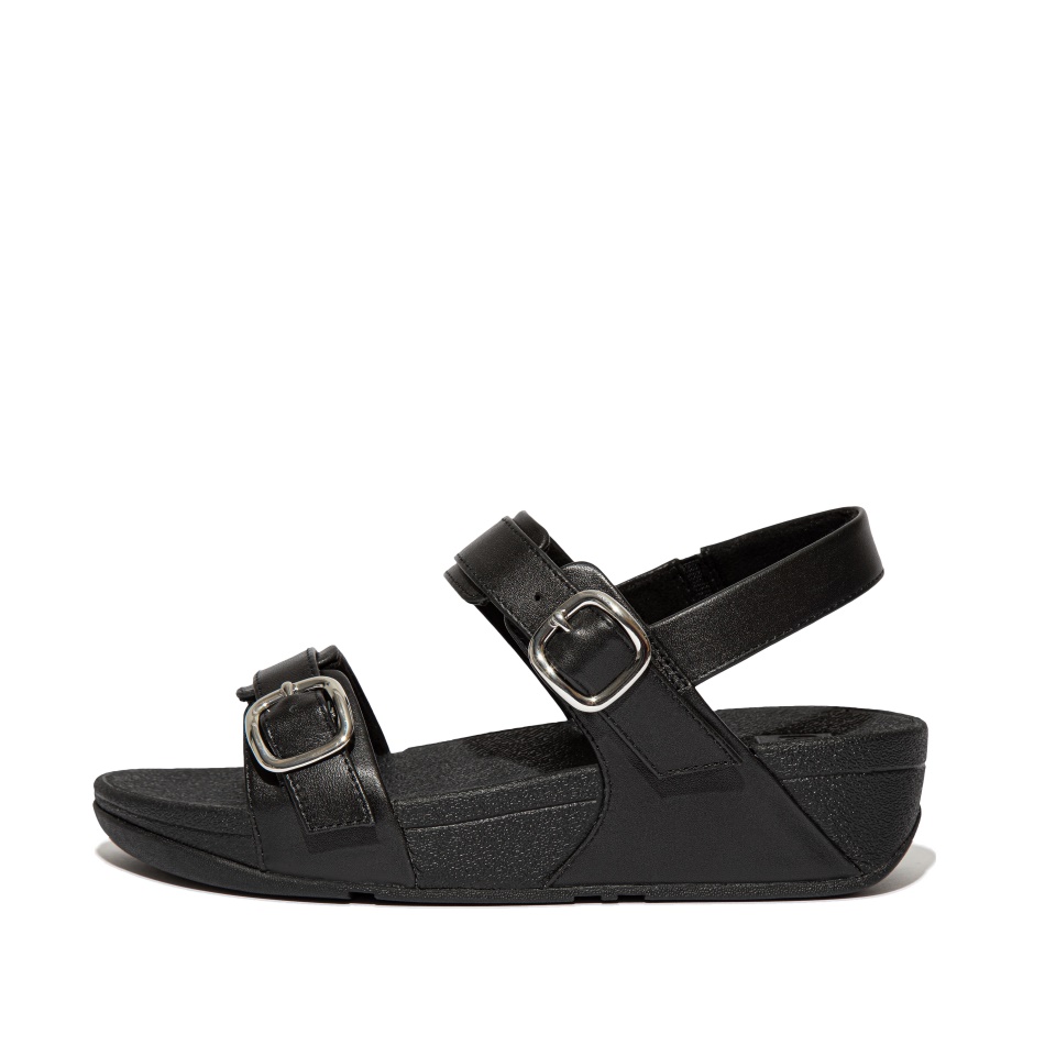 Fitflop Adjustable Leather Sandals All Black