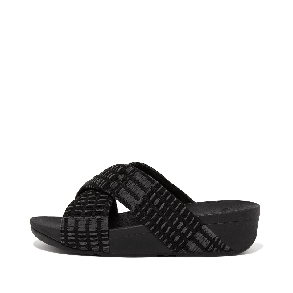 Fitflop Art-Denim Cross Slides All Black