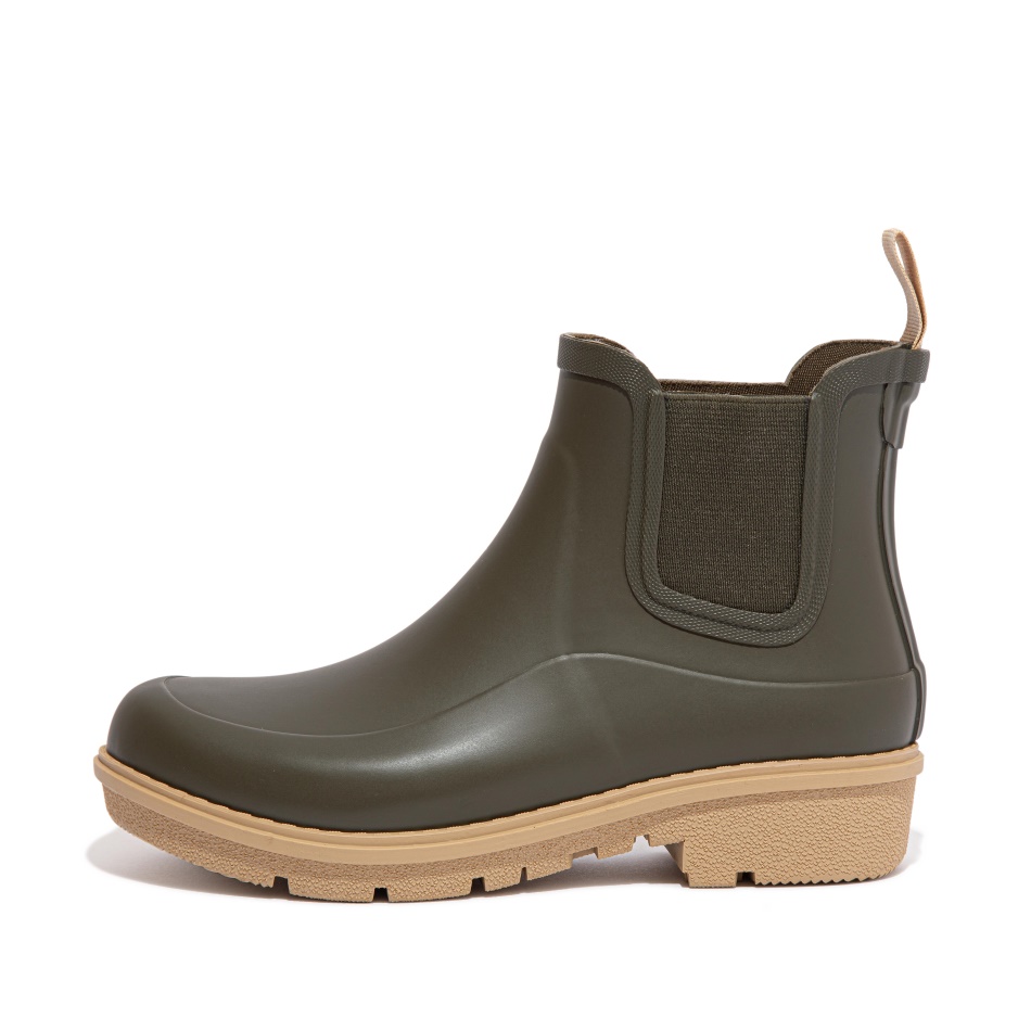 Fitflop Contrast-Sole Chelsea Rain Boots Mossy Mix