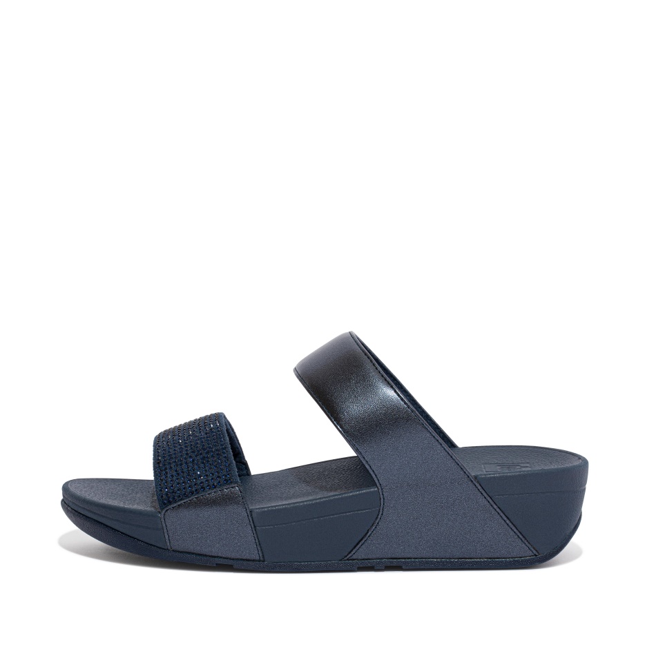 Fitflop Crystal Slides Midnight Navy