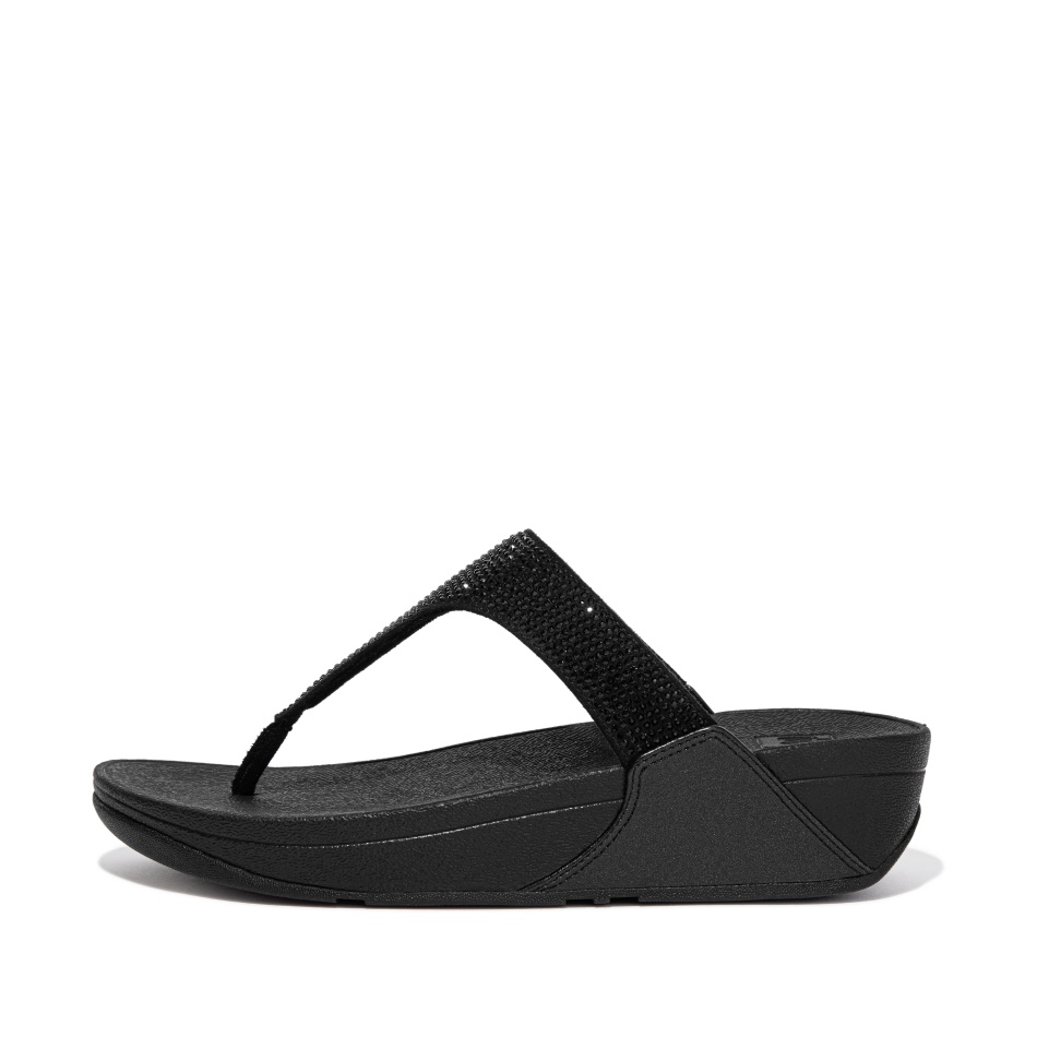 Fitflop Crystal Toe-Post Sandals All Black