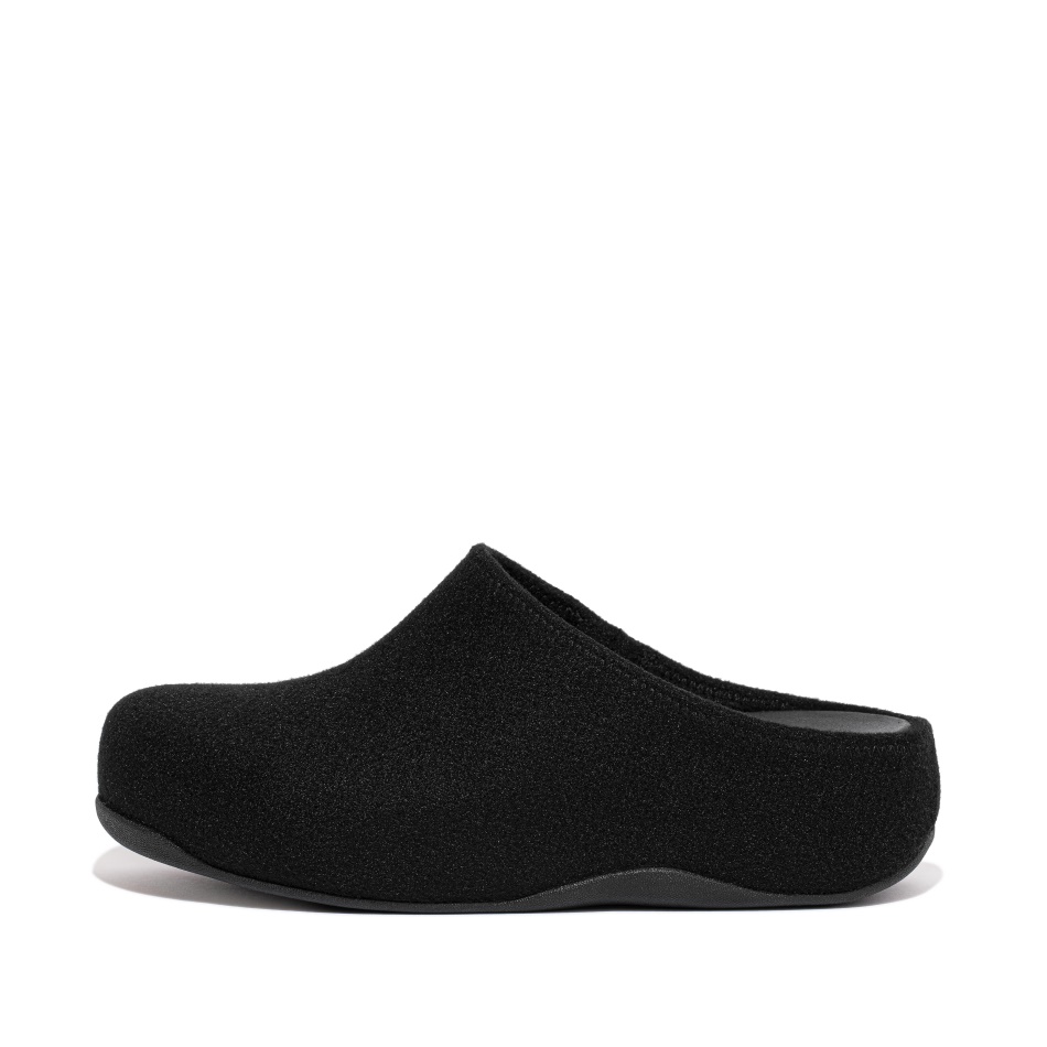 Fitflop Cushy Felt Clog Slippers All Black