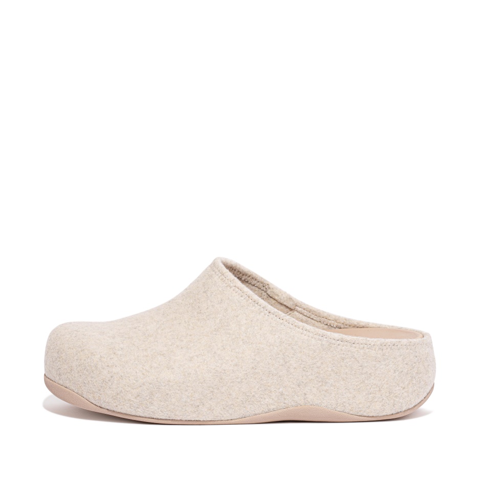 Fitflop Cushy Felt Clog Slippers Ivory