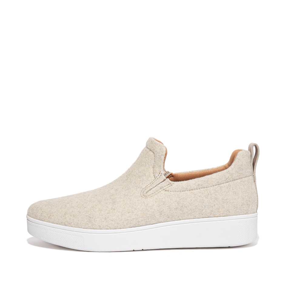 Fitflop Felt Skate Trainers Ivory