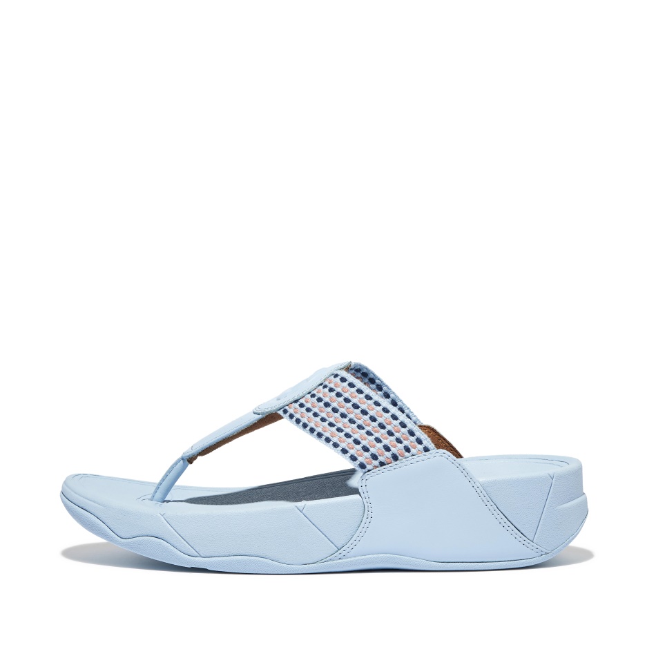 Fitflop Finestripe Toe-Post Sandals Sky Blue Mix