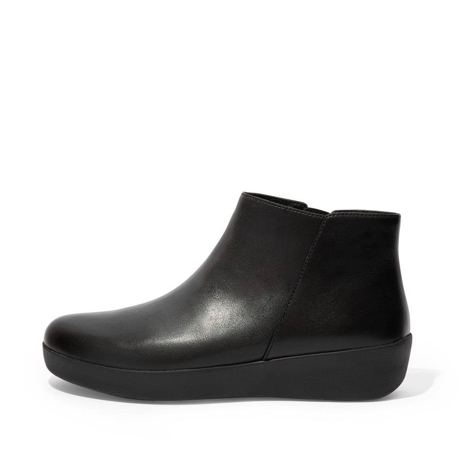 Fitflop Leather Ankle Boots All Black