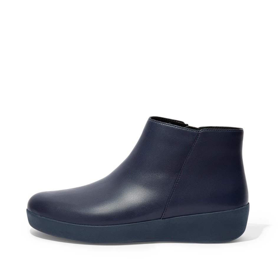 Fitflop Leather Ankle Boots Midnight Navy