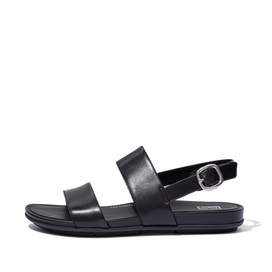 Fitflop Leather Back-Strap Sandals All Black