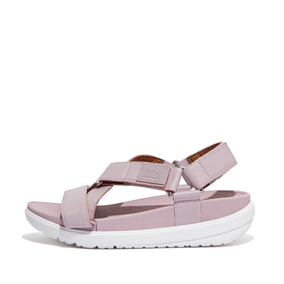 Fitflop Leather Cross-Strap Sandals Soft Lilac