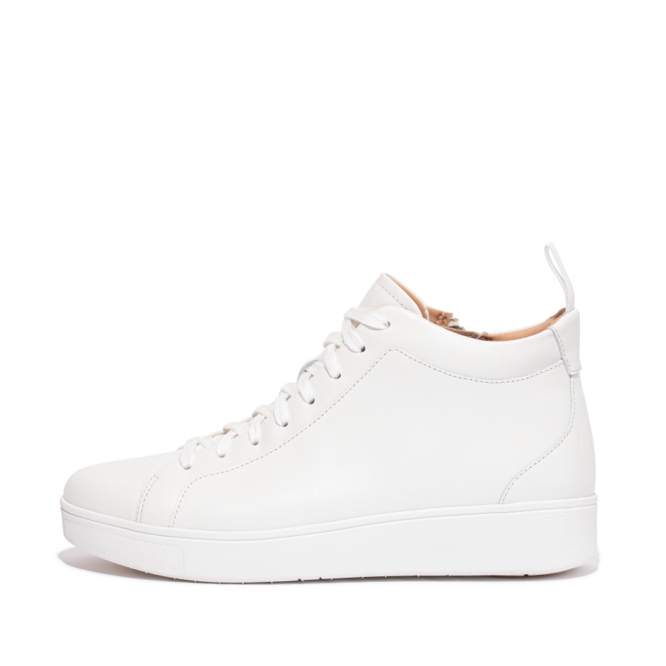 Fitflop Leather High-Top Trainers Urban White
