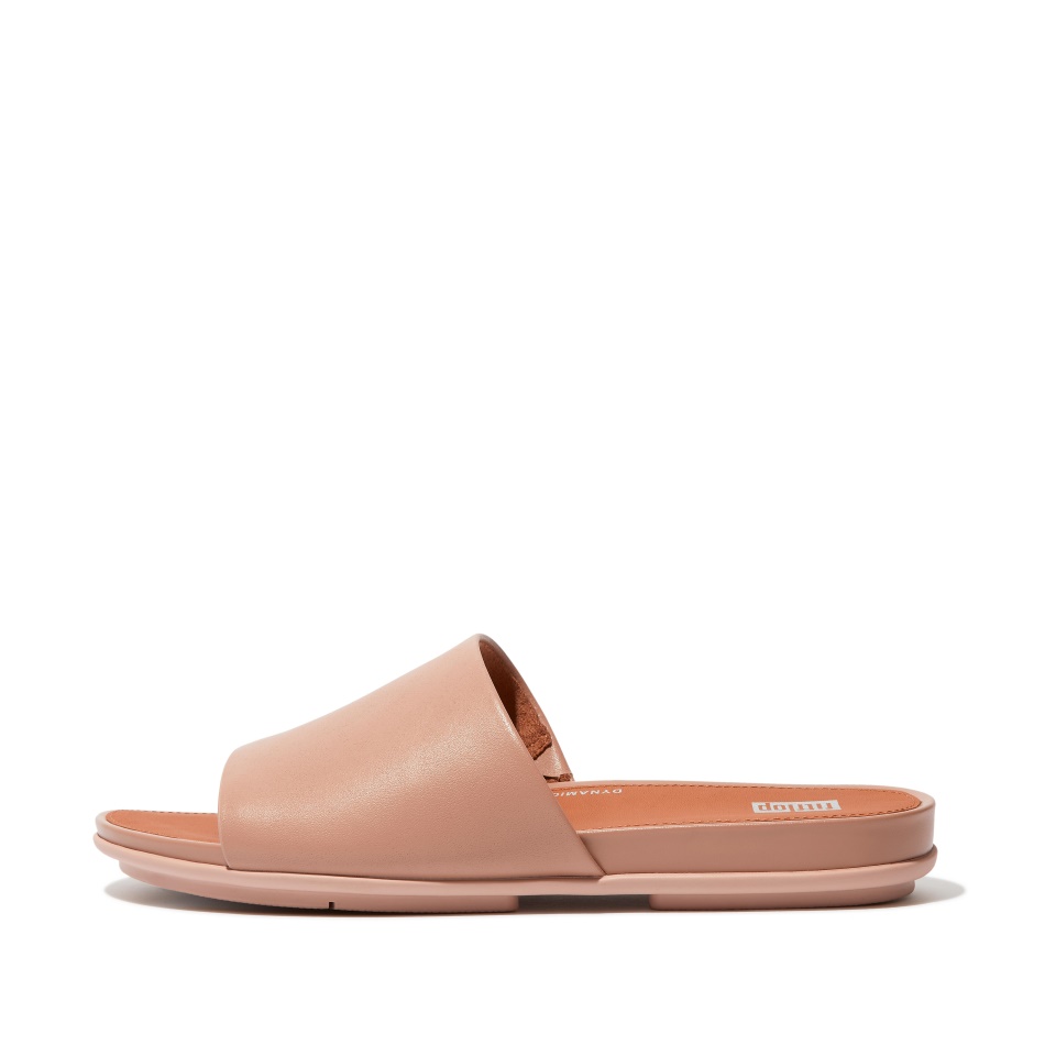 Fitflop Leather Slides Beige