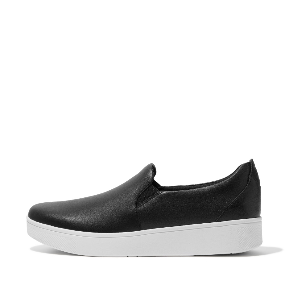 Fitflop Leather Slip-On Skate Trainers Black
