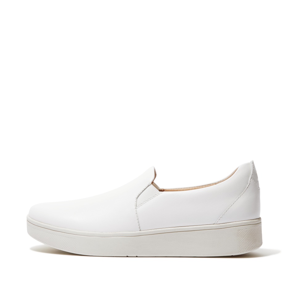 Fitflop Leather Slip-On Skate Trainers Urban White