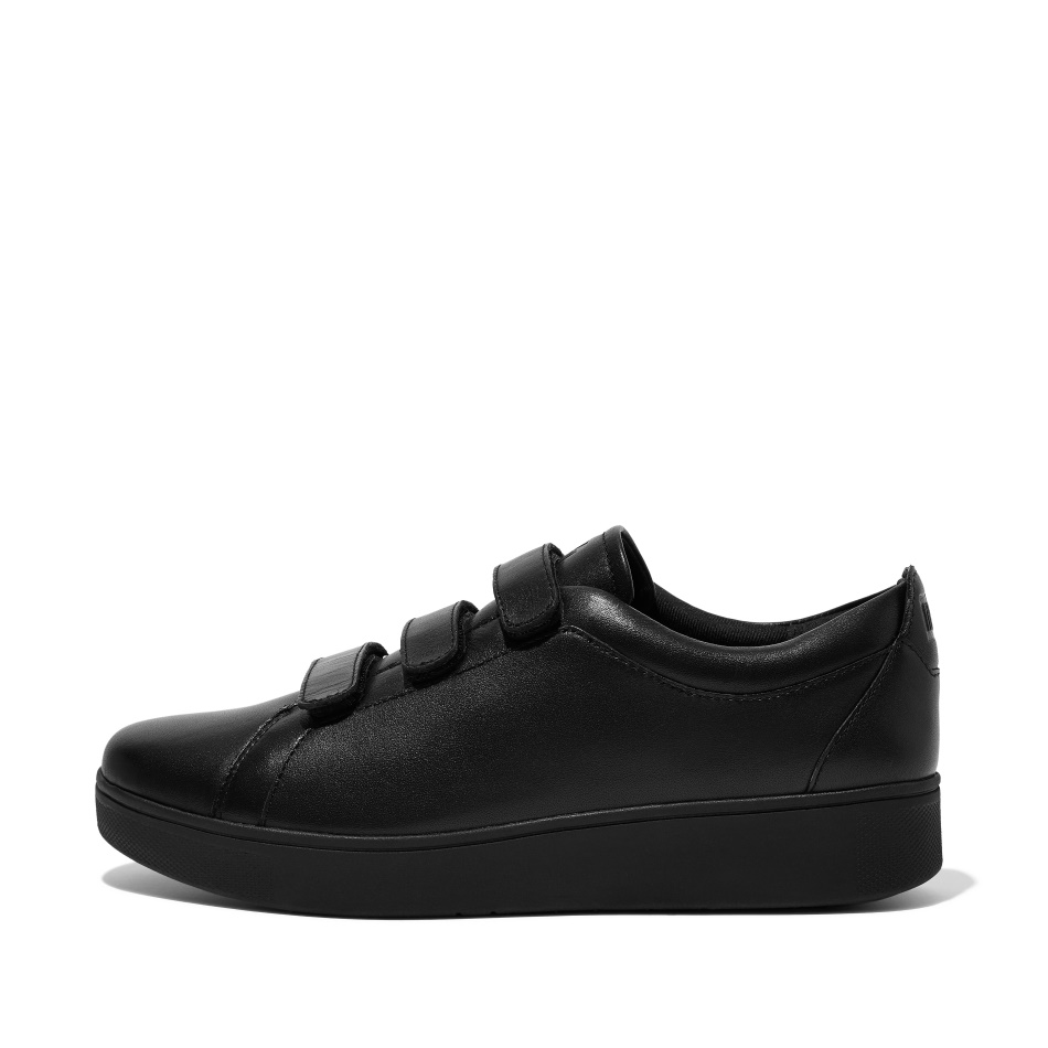 Fitflop Leather Strap Trainers All Black