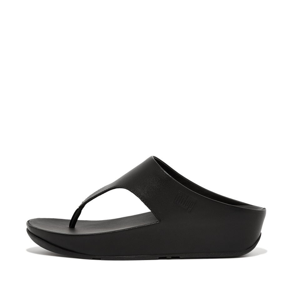 Fitflop Leather Toe-Post Sandals All Black