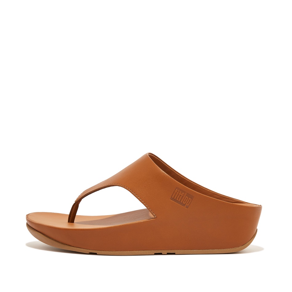 Fitflop Leather Toe-Post Sandals Light Tan SHUV