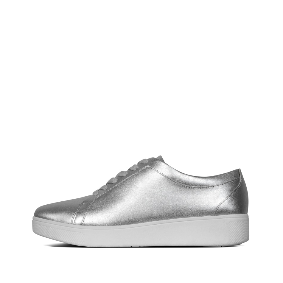 Fitflop Leather Trainers Silver