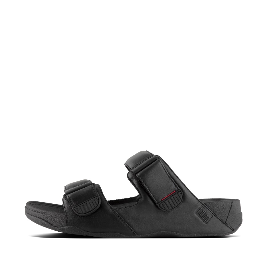 Fitflop Mens Adjustable Leather Slides Black
