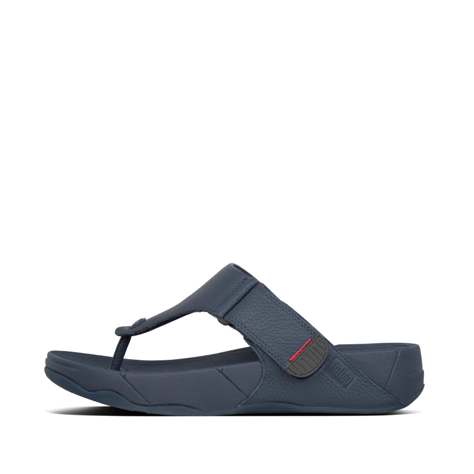 Fitflop Mens Leather Toe-Post Sandals Navy