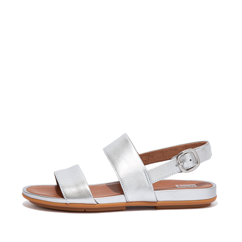 Fitflop Metallic Leather Back-Strap Sandals Silver