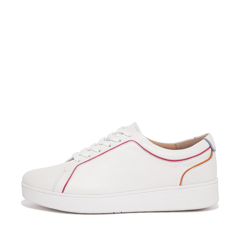 Fitflop Piping Leather Trainers Urban White Mix