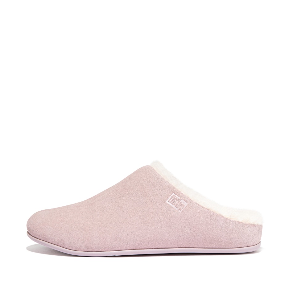 Fitflop Shearling-Lined Suede Slippers Soft Lilac
