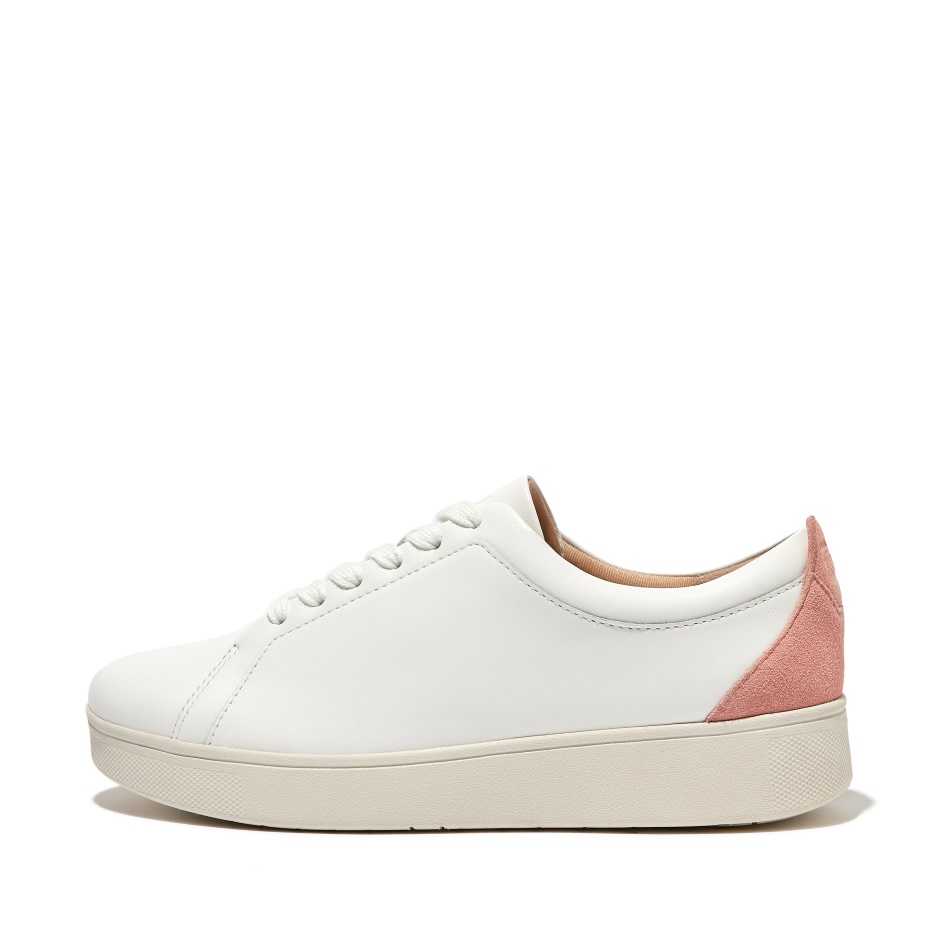 Fitflop Suede-Back Leather Trainers White-Corralina