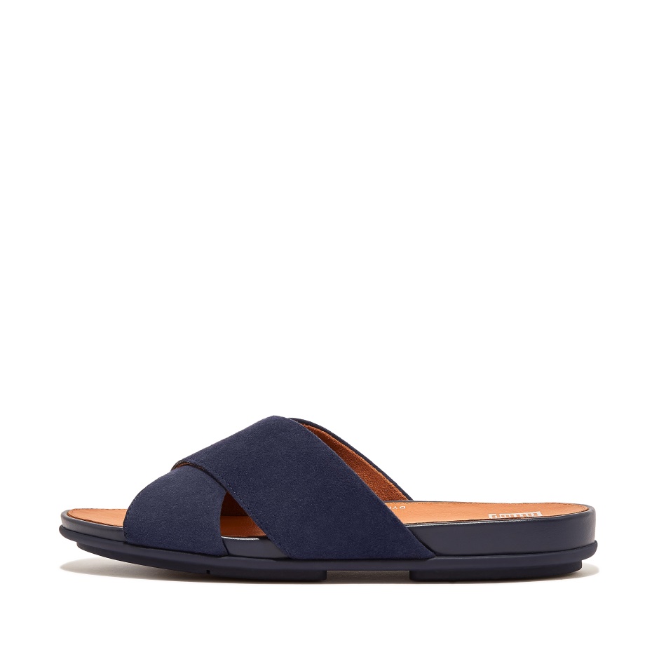 Fitflop Suede Cross Slides Midnight Navy