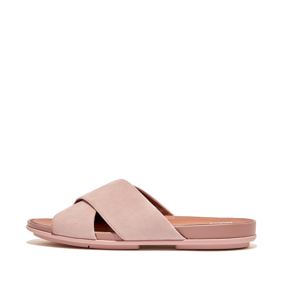 Fitflop Suede Cross Slides Naked Pink