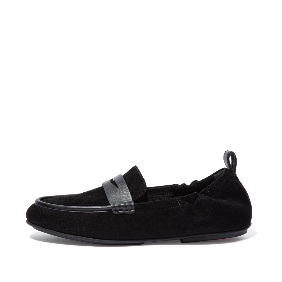 Fitflop Suede Penny Loafers All Black