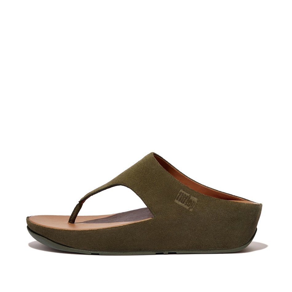 Fitflop Suede Toe-Post Sandals Mossy SHUV