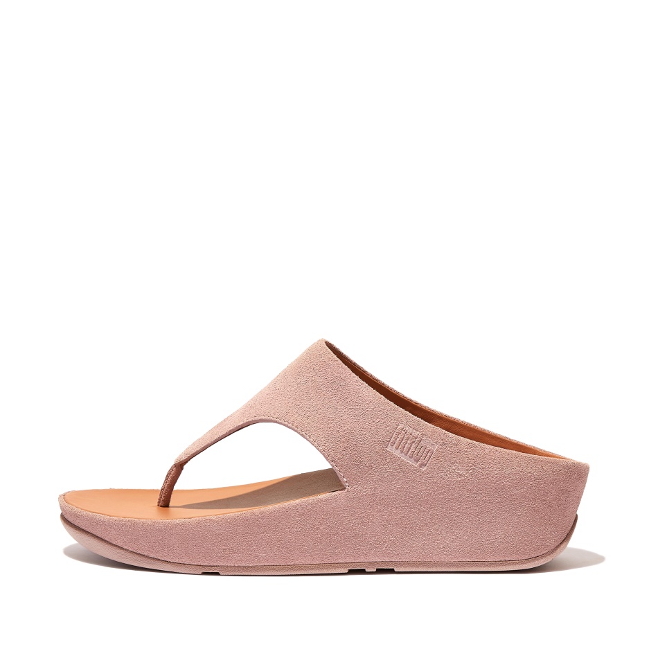 Fitflop Suede Toe-Post Sandals Pink Sky