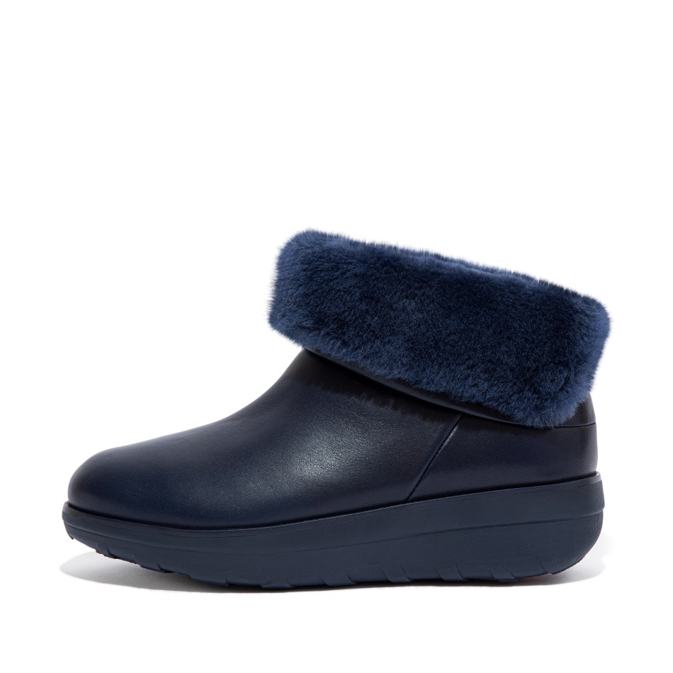 Fitflop Waterproof Shearling-Lined Ankle Boots Midnight Navy
