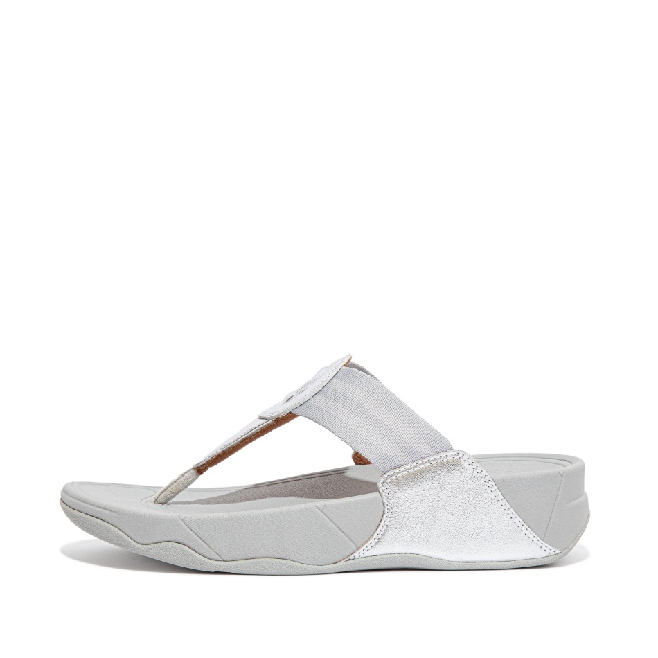 Fitflop Webbing Toe-Post Sandals Silver